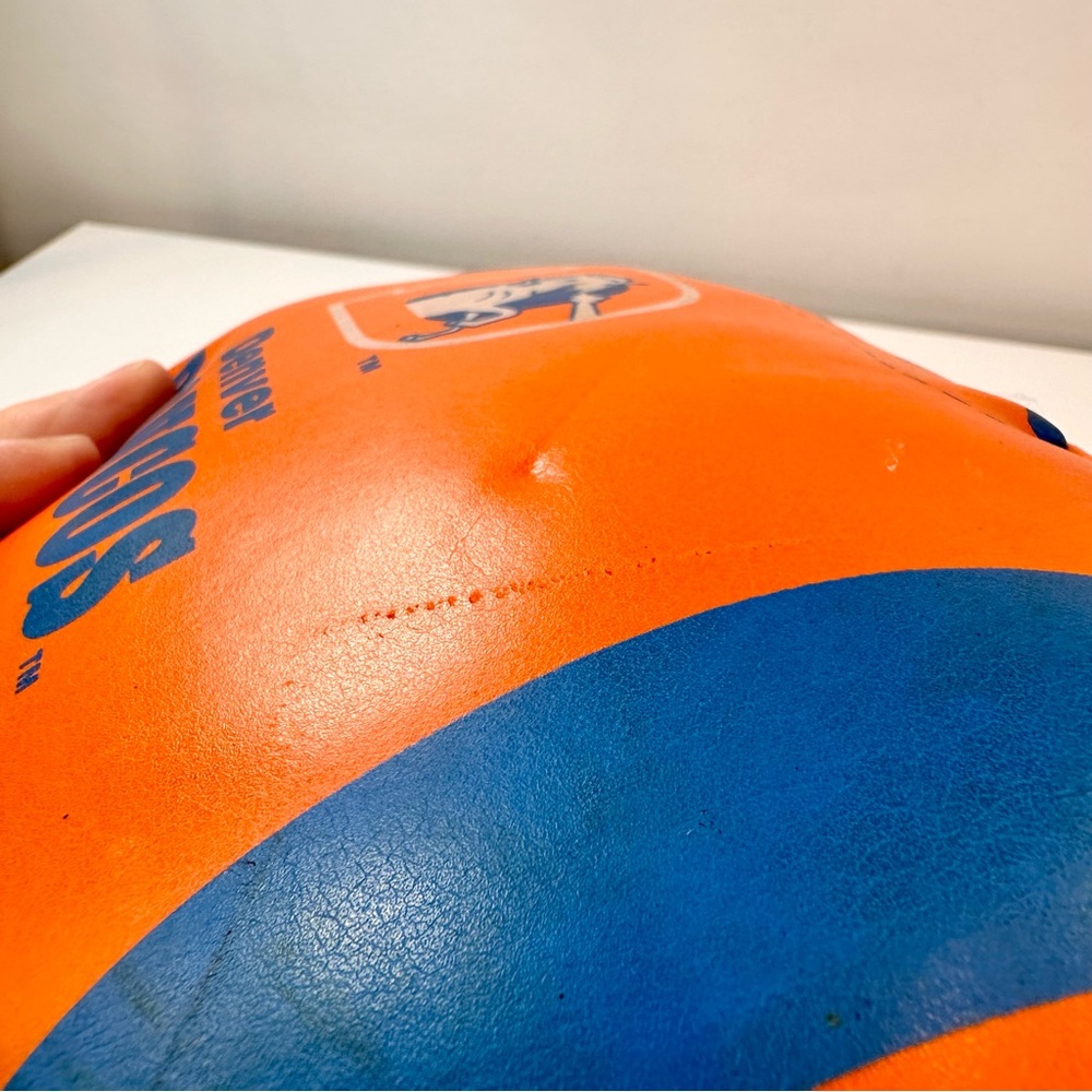 Vintage 1991 Denver Broncos Orange and Blue Stuffed Football NFL - Picture 15 of 16
